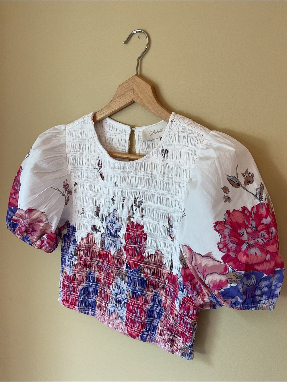 Camellia Rya-Top Smocked Puff Sleeve Blouse Size S - Picture 2 of 9